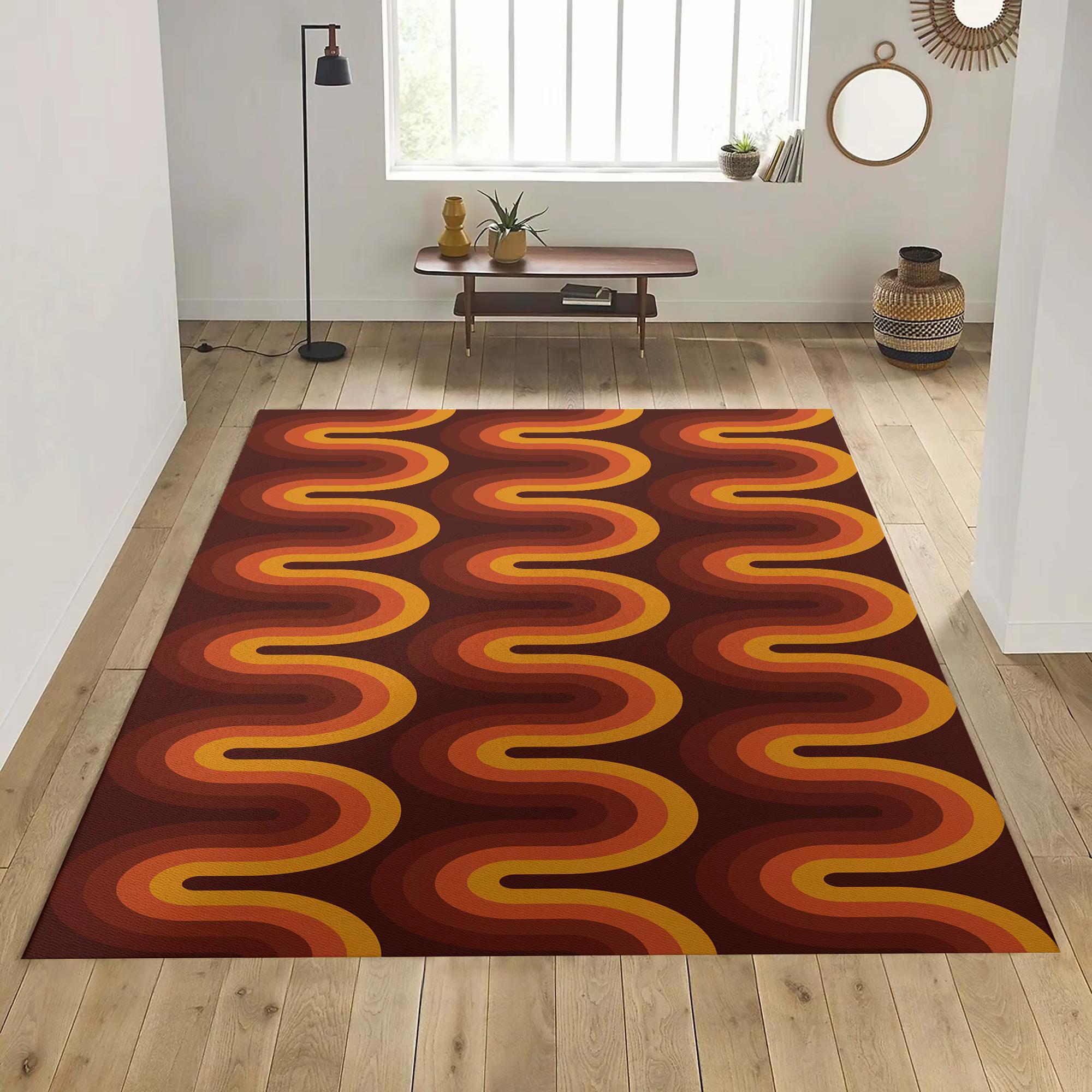 Tapis marron Groovy rétro des années 70