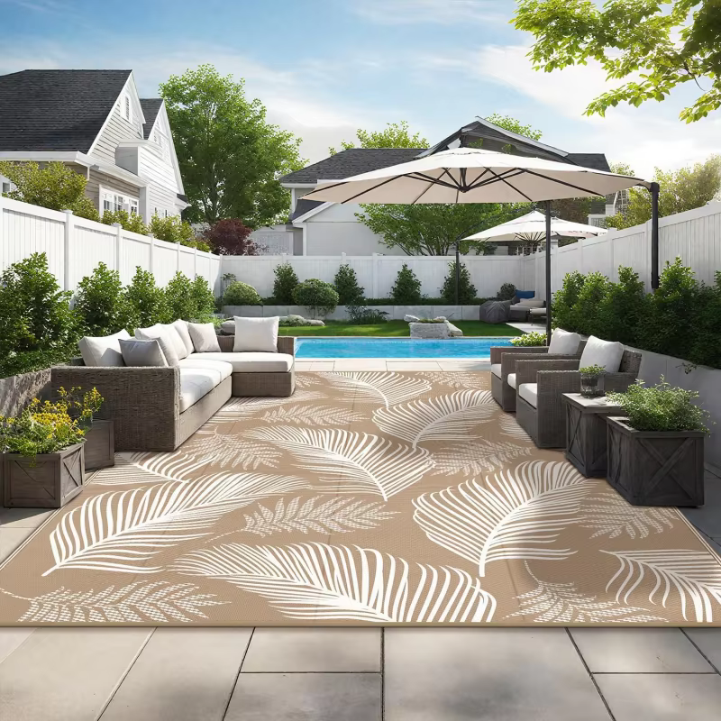 VIKAMA Tapis d'extérieur antidérapant et lavable à motif feuilles de palmier tropicales