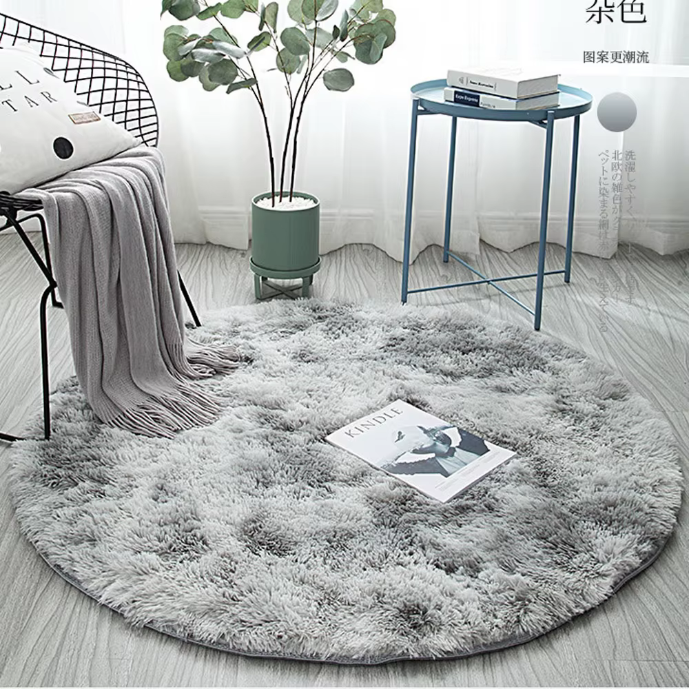 Tapis de chambre rond à cheveux longs