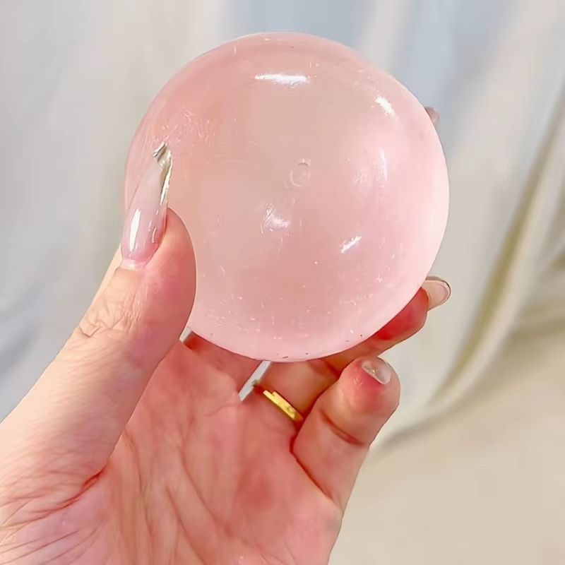 Balle anti-stress DIY mignonne et transparente de 6 cm en sucre de malt, faite à la main à l'huile de coco, à rebond lent, cadeau