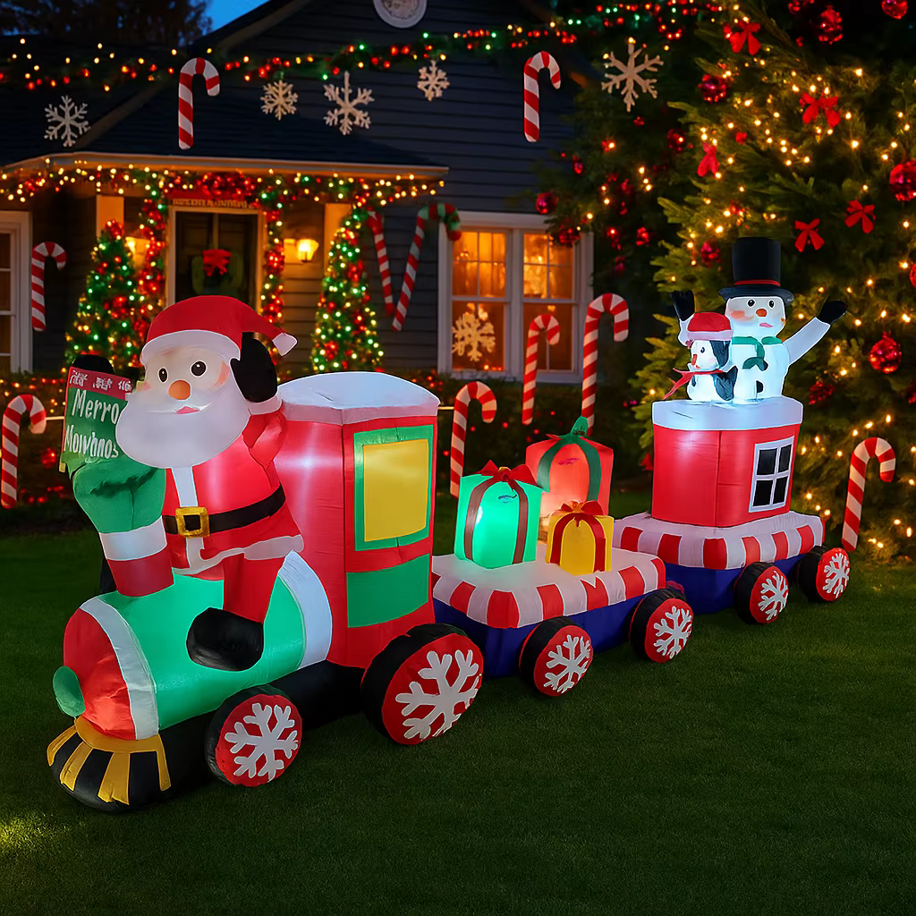 Train gonflable du père noël