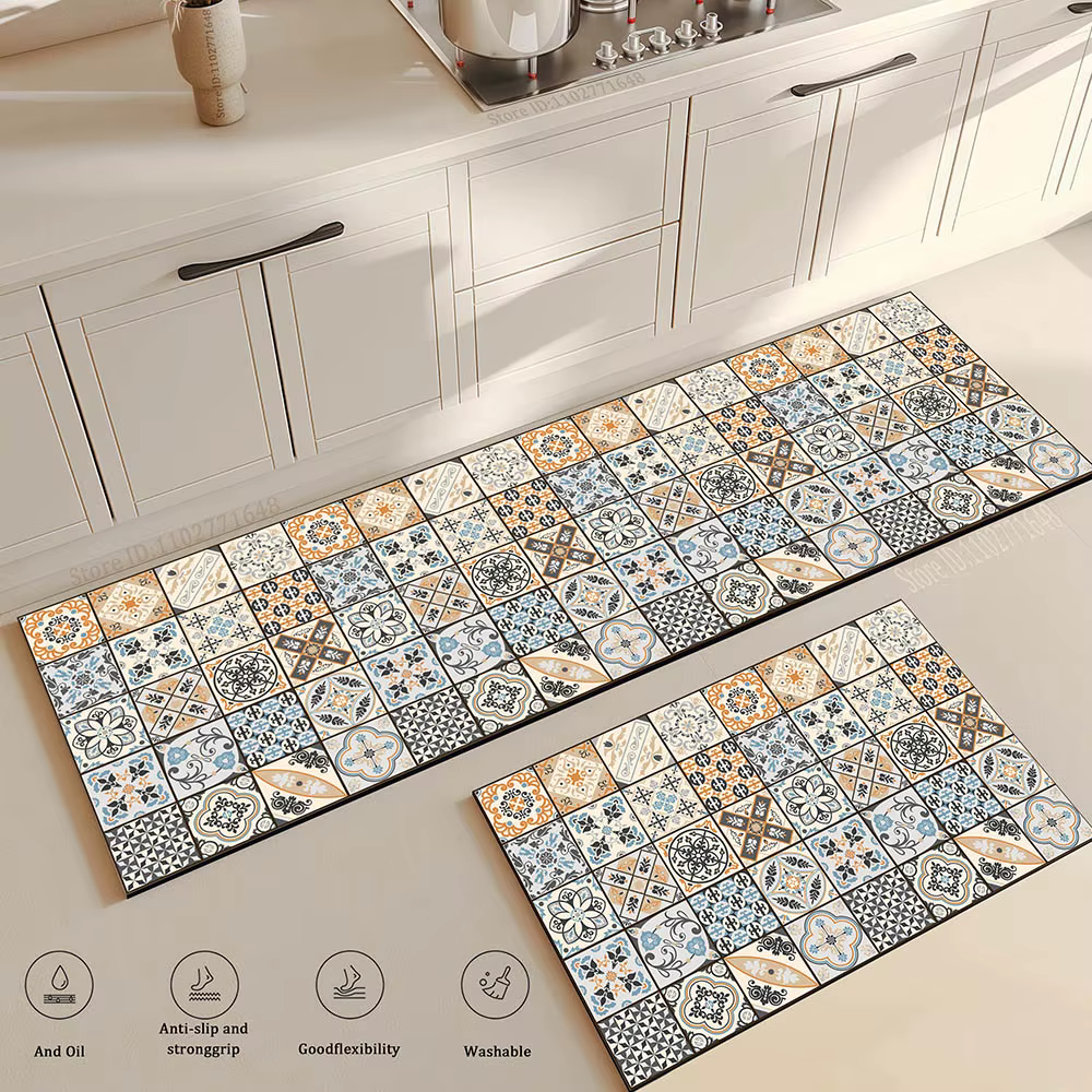 Tapis de cuisine rétro antidérapant