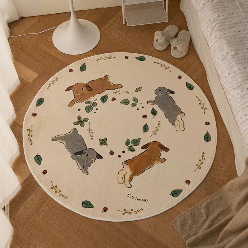 Tapis de salon imprimé lapins de dessin animé