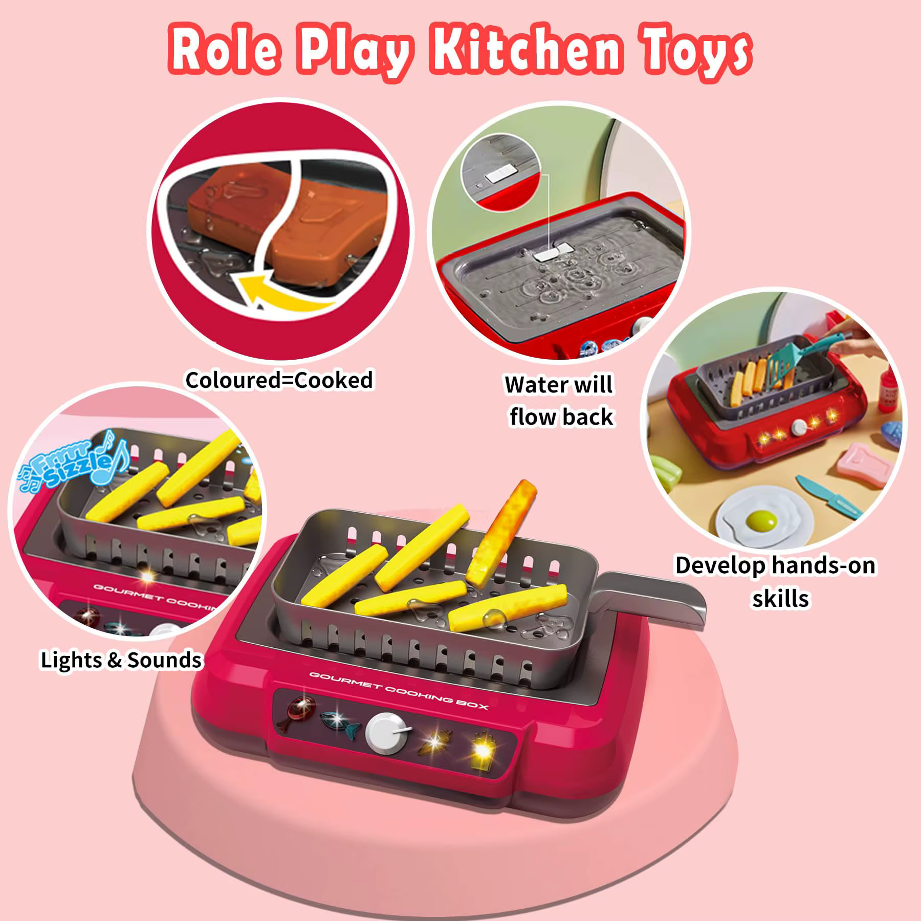 Jouets de cuisine à couleur changeante, boîte de cuisine gastronomique, jouet avec lumière, ensemble de jeu de Simulation, accessoires de cuisine, cadeau pour enfants, 20 pièces