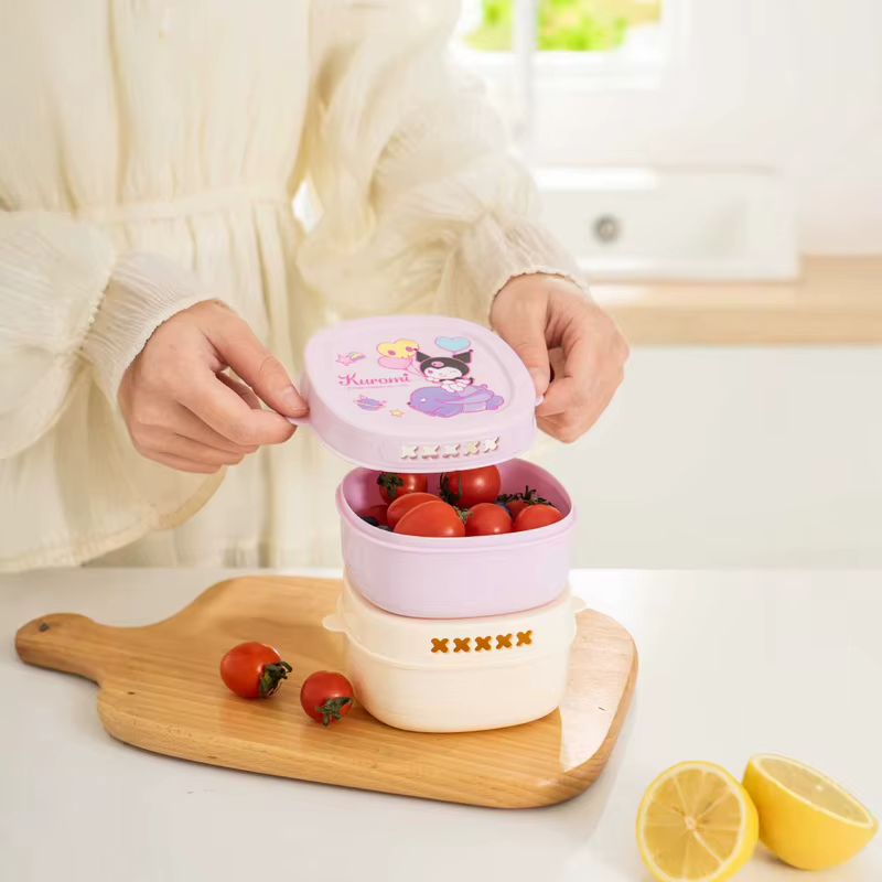 Contenants de rangement alimentaire de cuisine Hello Kitty Kuromi, égouttoirs à fruits, contenants de rangement pour réfrigérateur avec couvercles