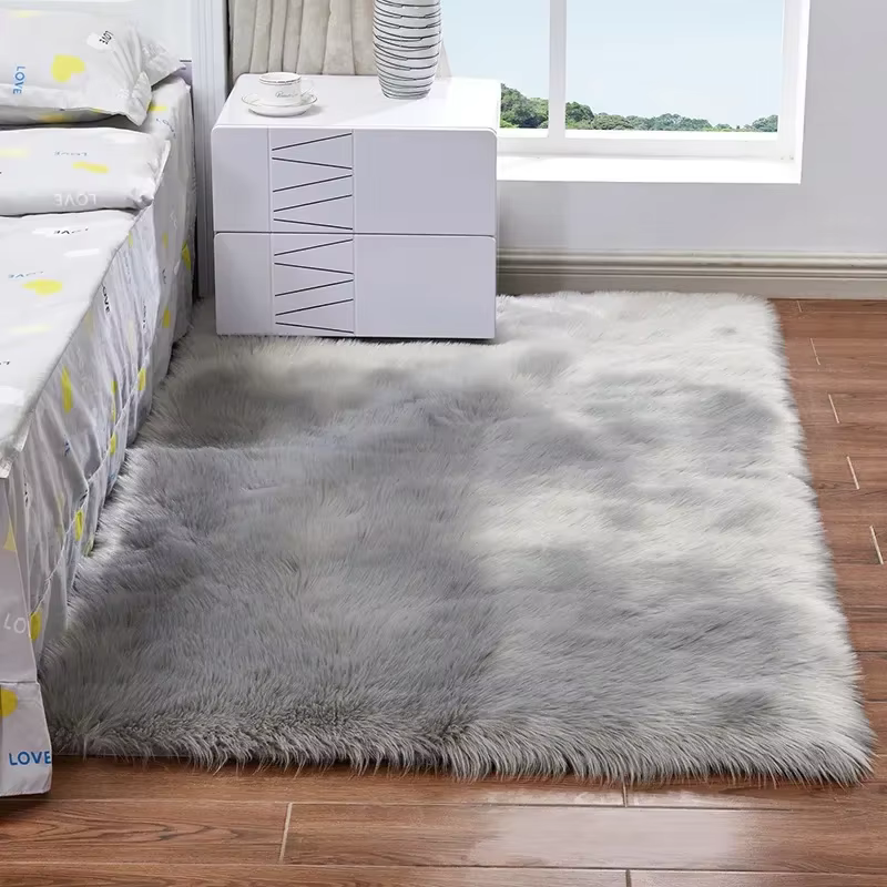 Tapis Shaggy en fausse fourrure pour salon et chambre à coucher
