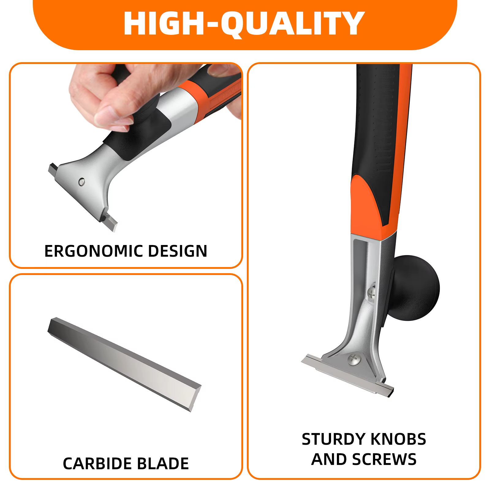 Racloir ergonomique en carbure de qualité supérieure Viladepot pour enlever le vernis, la colle, la rouille, la peinture, la résine, la glaçure sèche, les taches et le mastic