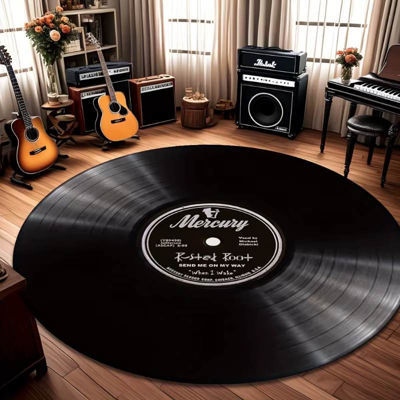 Tapis rétro en vinyle pour salle de pratique musicale