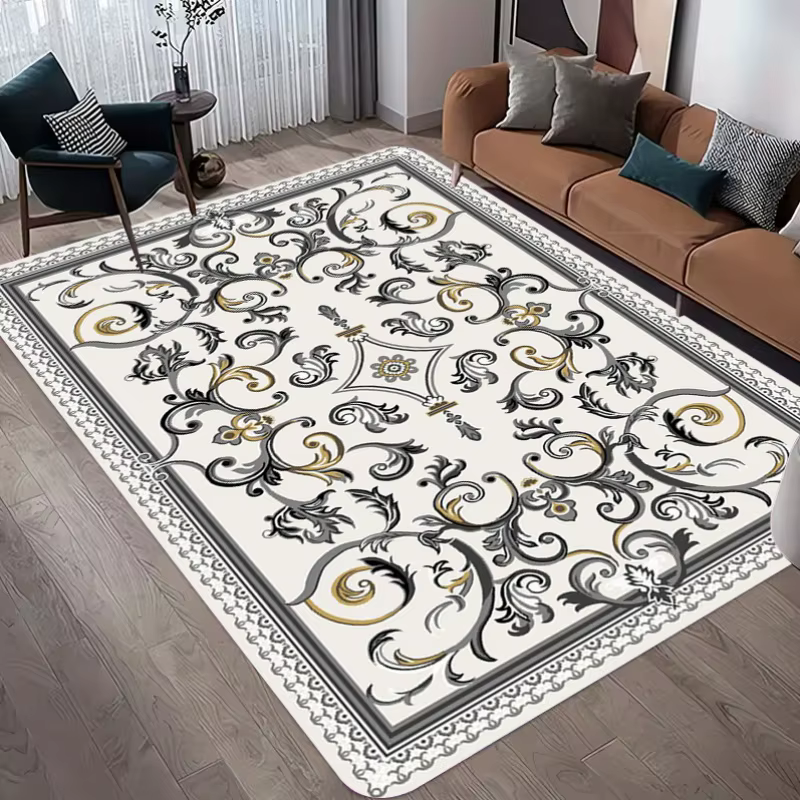 Tapis oriental vintage vert à motifs floraux