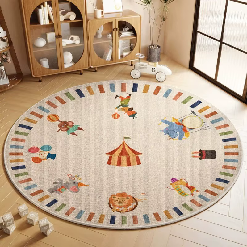 Tapis rond antidérapant avec impression de carte du monde