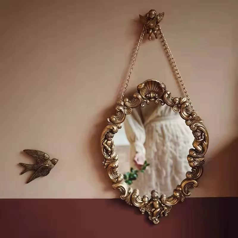 Miroir mural de maquillage pour salle de bains, miroir mural esthétique irrégulier suspendu pour douche Specchio Da Parete, accessoires de décoration pour la maison