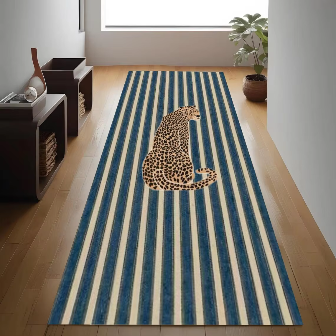 Tapis de couloir moderne à motif léopard