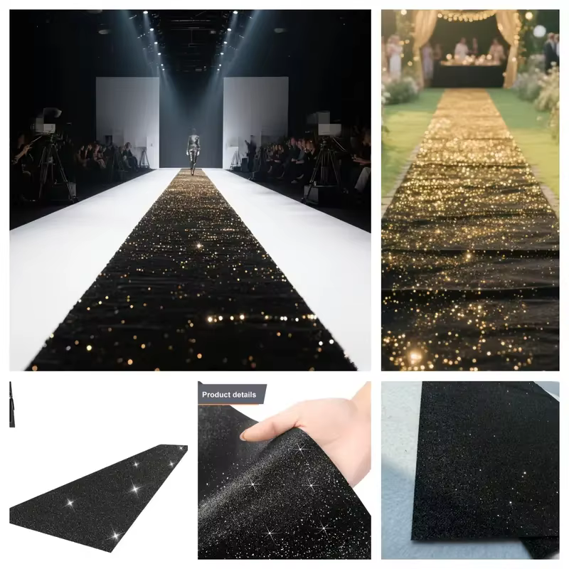 Tapis de mariage brillant et cool (noir brillant) pour Noël