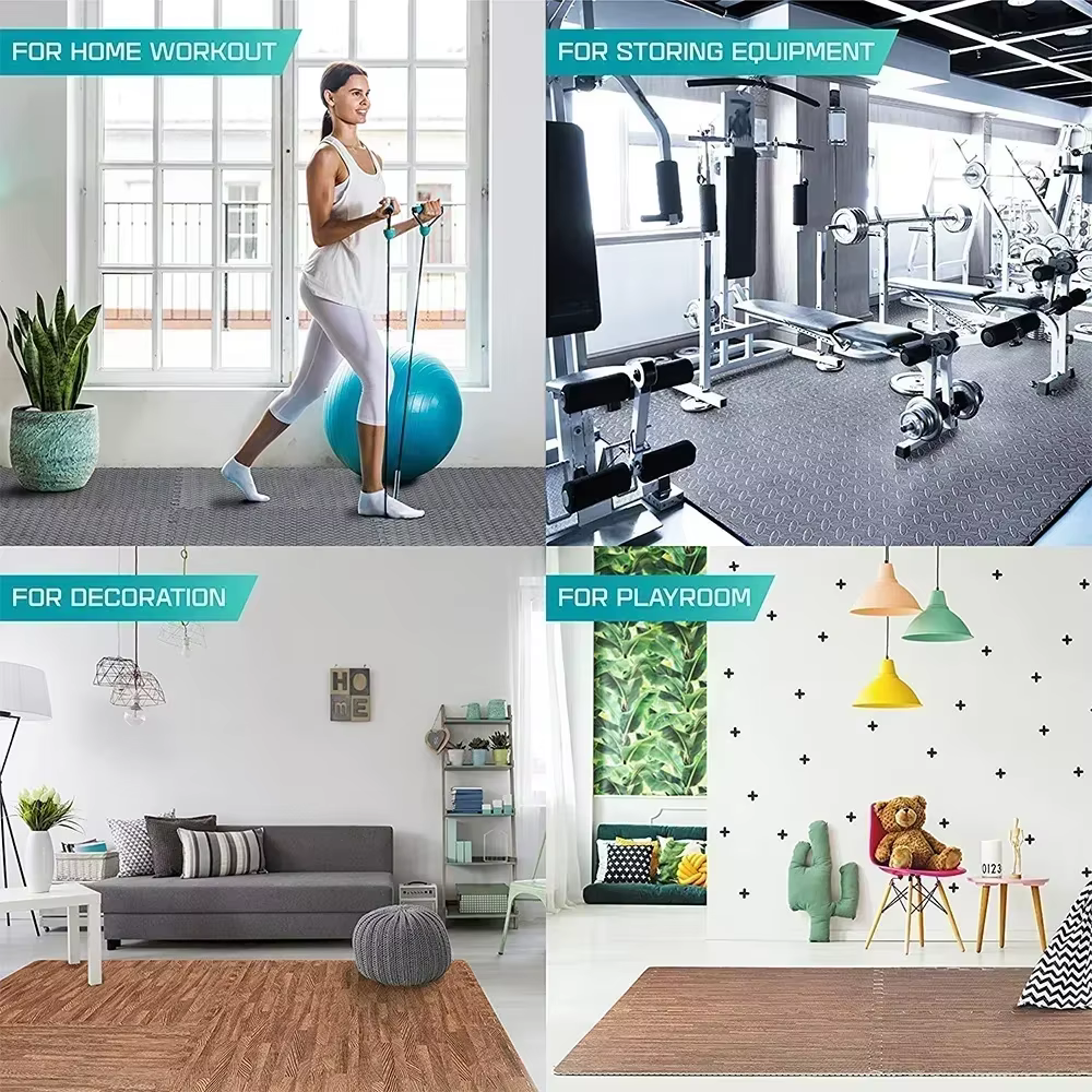 Carreaux de sol en mousse EVA à emboîtement pour salle de sport à domicile