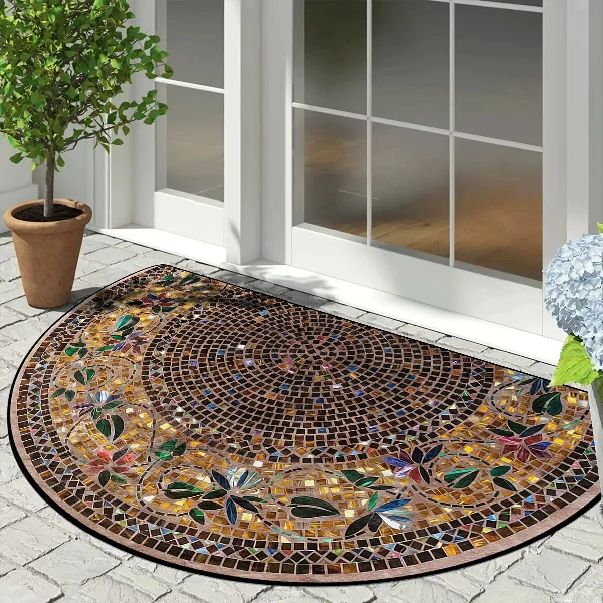 Paillasson demi-rond vintage mosaïque