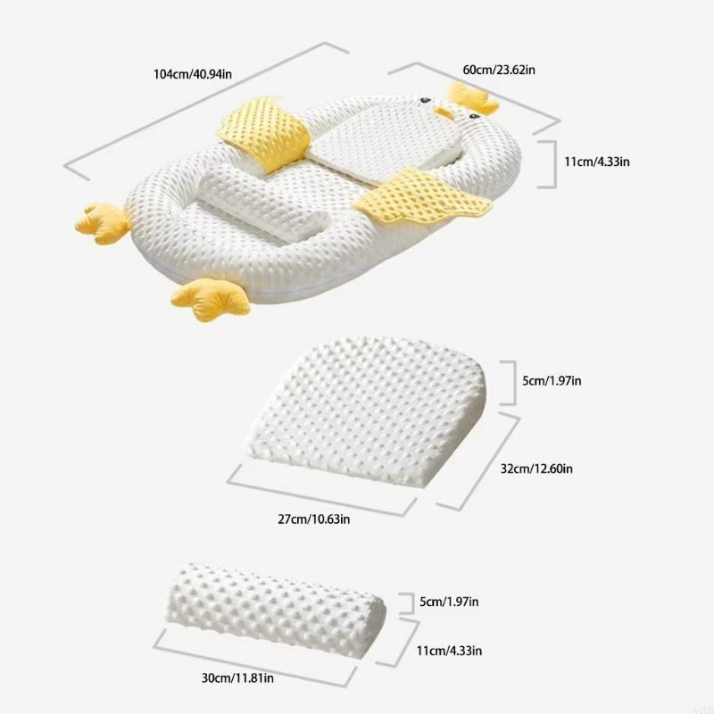 Baby Sleep Bed Nest Lounger pour 0-1y Confortable Crib amovible avec rack jouets A2UB