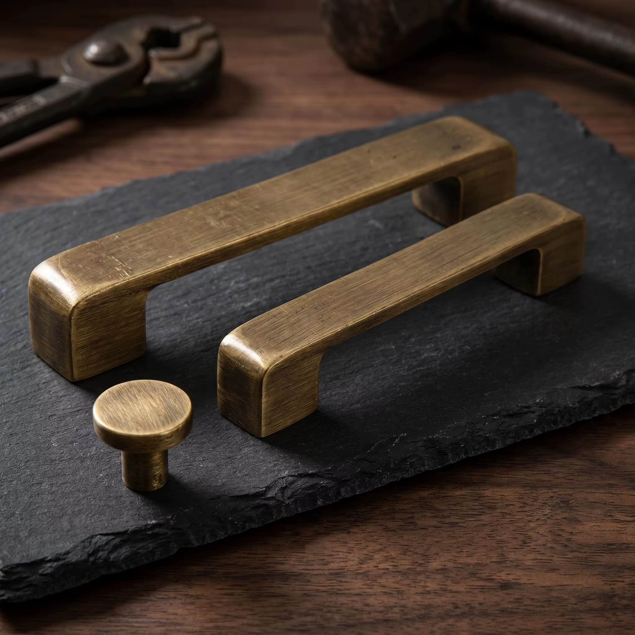 Poignées de meubles en laiton bronze, poignées de porte de placard, poignées de tiroir, poignées de meuble de cuisine, style antique minimaliste