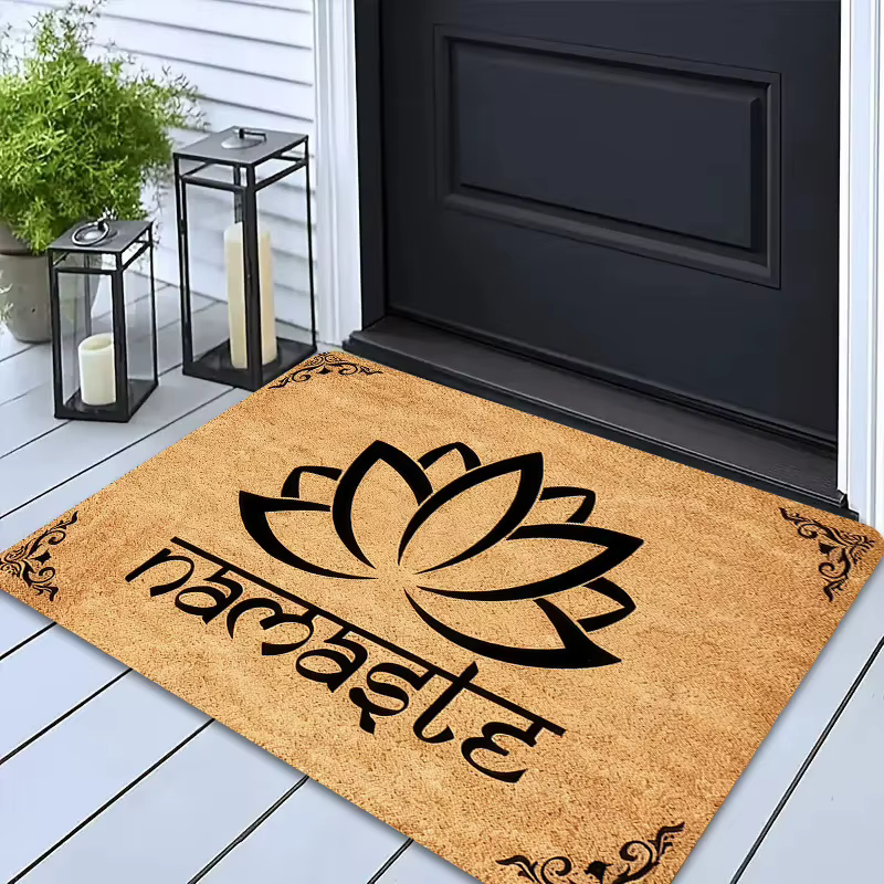 VIKAMA Tapis de bienvenue antidérapant et résistant à l'usure avec motif Fleur de Lotus Namaste