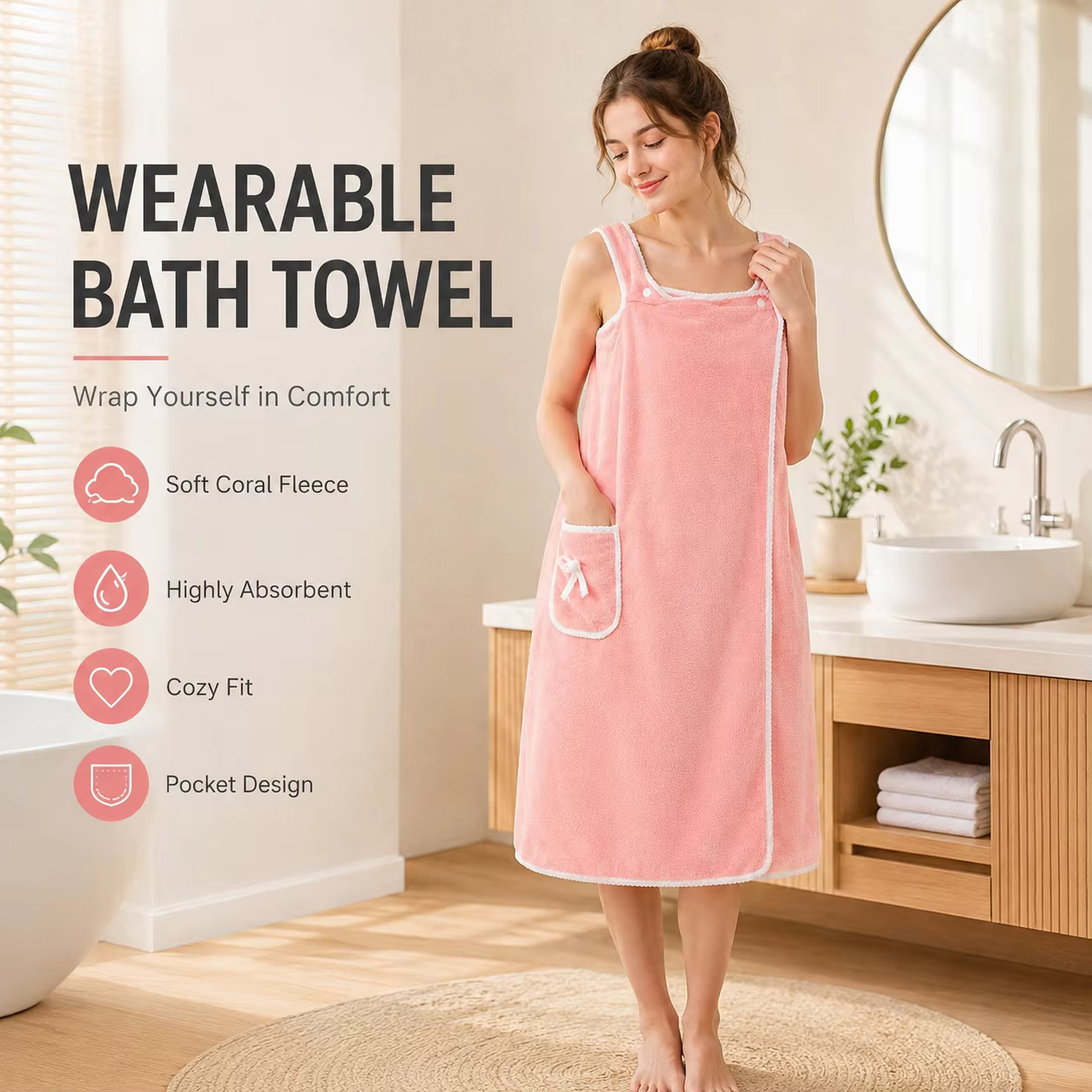 Peignoirs de bain portables 80x145cm pour femmes et filles, séchage rapide, lavables, tissu doux pour la douche, la gym, la plage, le spa, l'usage quotidien à la maison