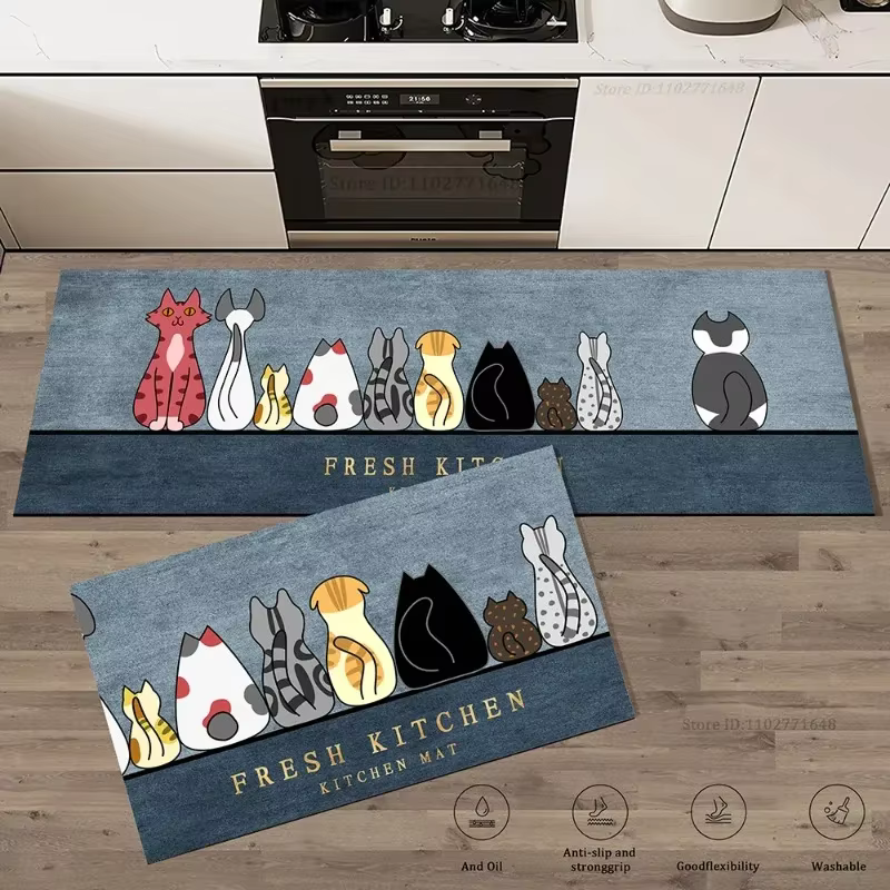 Tapis de sol Long d'angle de cuisine pour chat