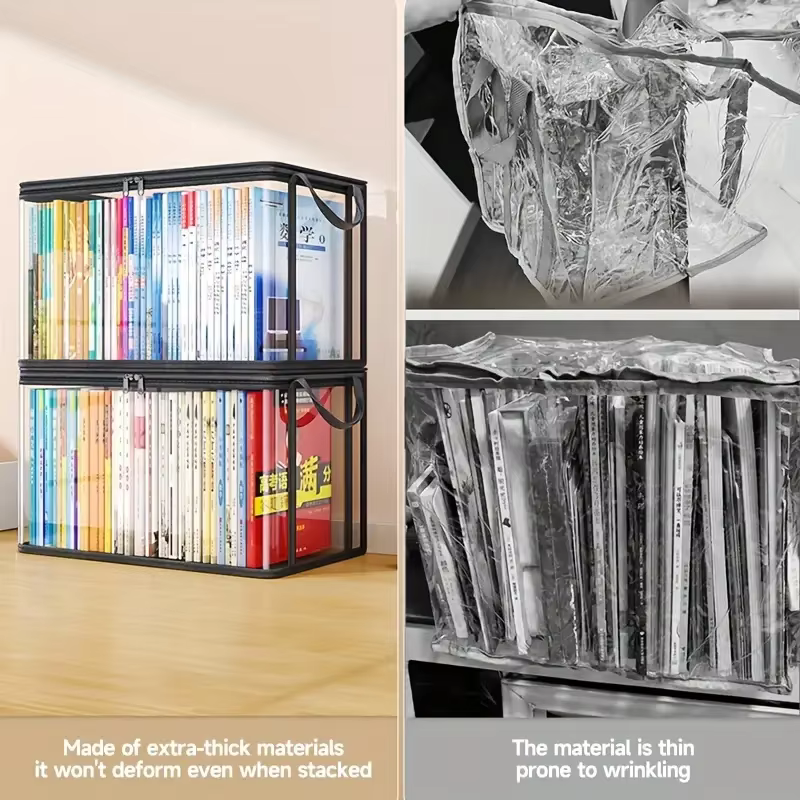 Boîte de rangement en PVC transparent | Couvercle rabattable et fenêtre de vue | Organisateur multi-usage pour jouets, artisanat et fournitures | Conteneur cadeau durable