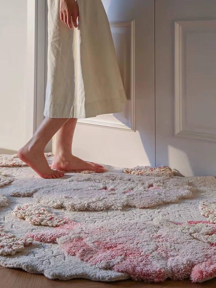 Tapis de chambre rose doux pour filles