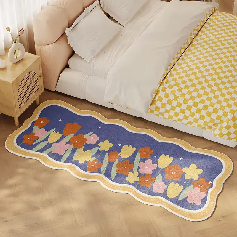 Tapis de sol en peluche à fleurs
