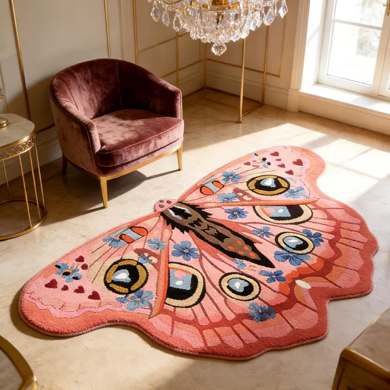 Tapis papillon de décoration de chambre à coucher de forme irrégulière