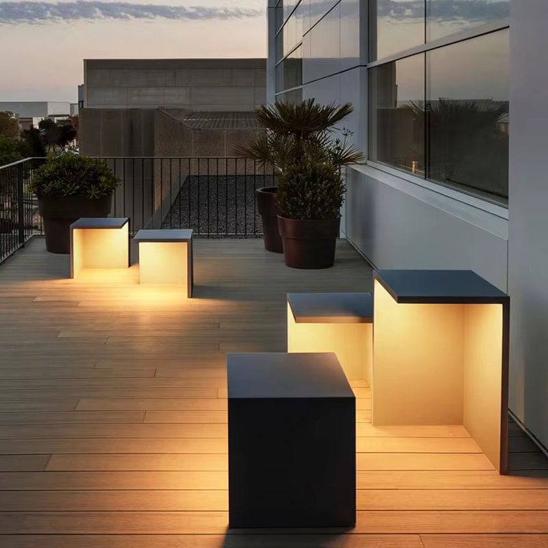 Ensemble table et chaises de bar d'extérieur étanche pour jardin, terrasse, cour, villa, éclairage décoratif paysager pour pelouse extérieure