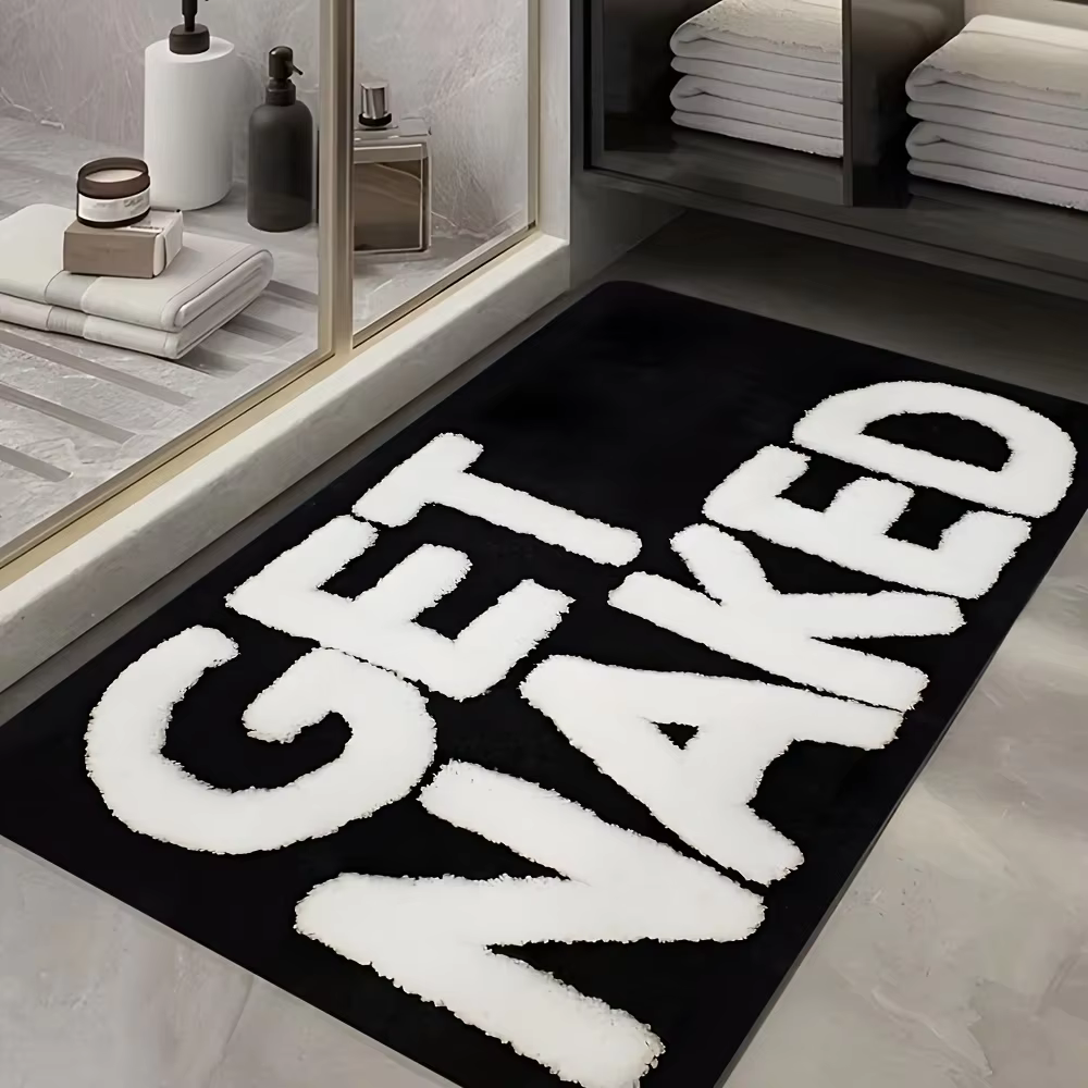 Tapis de porte humoristique avec motif « Get Naked », antidérapant, imprimé, pour entrée, salle de bain, décoration de la maison