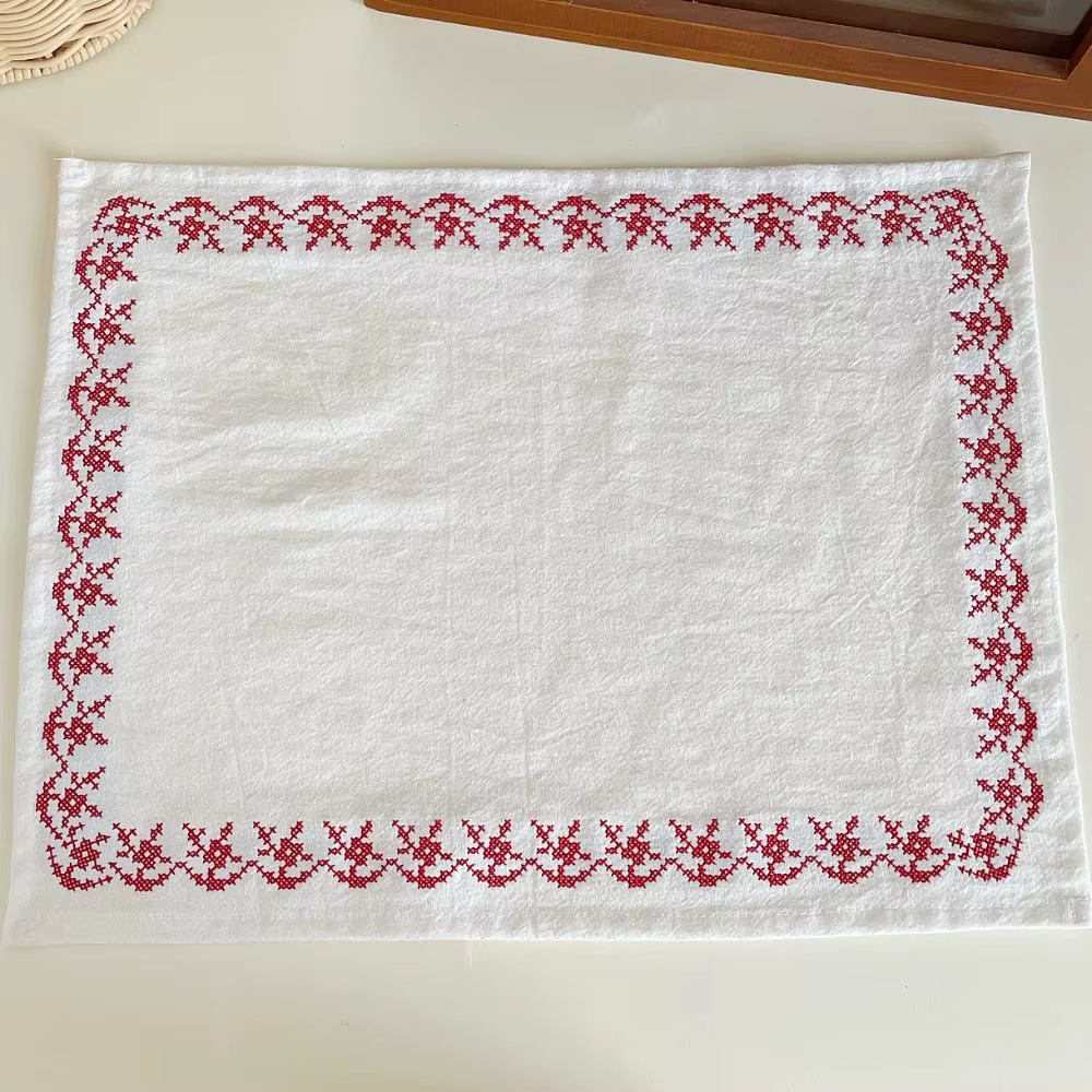Napperons en pur coton rétro broderie tapis de repas 29*37 cm carré
