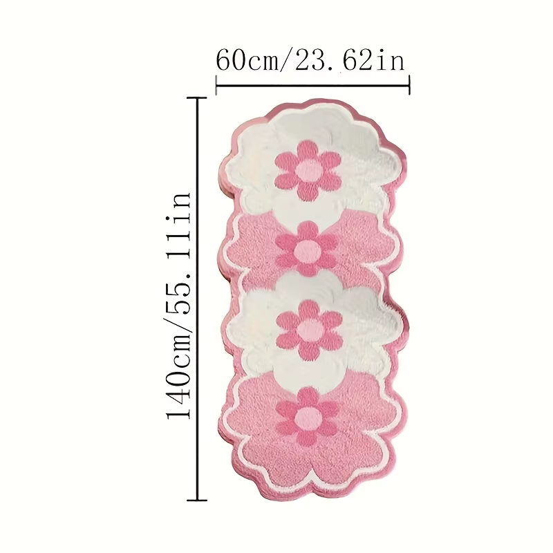 VIKAMA Tapis de chevet en forme de fleur rose
