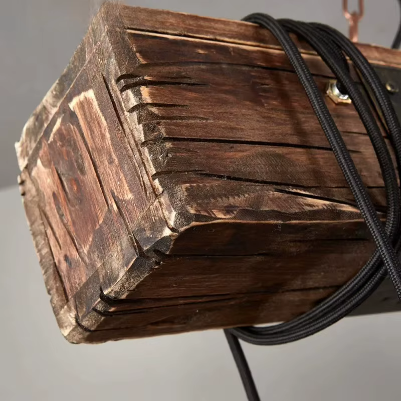 Vintage bois LED lampes suspendues du milieu du siècle