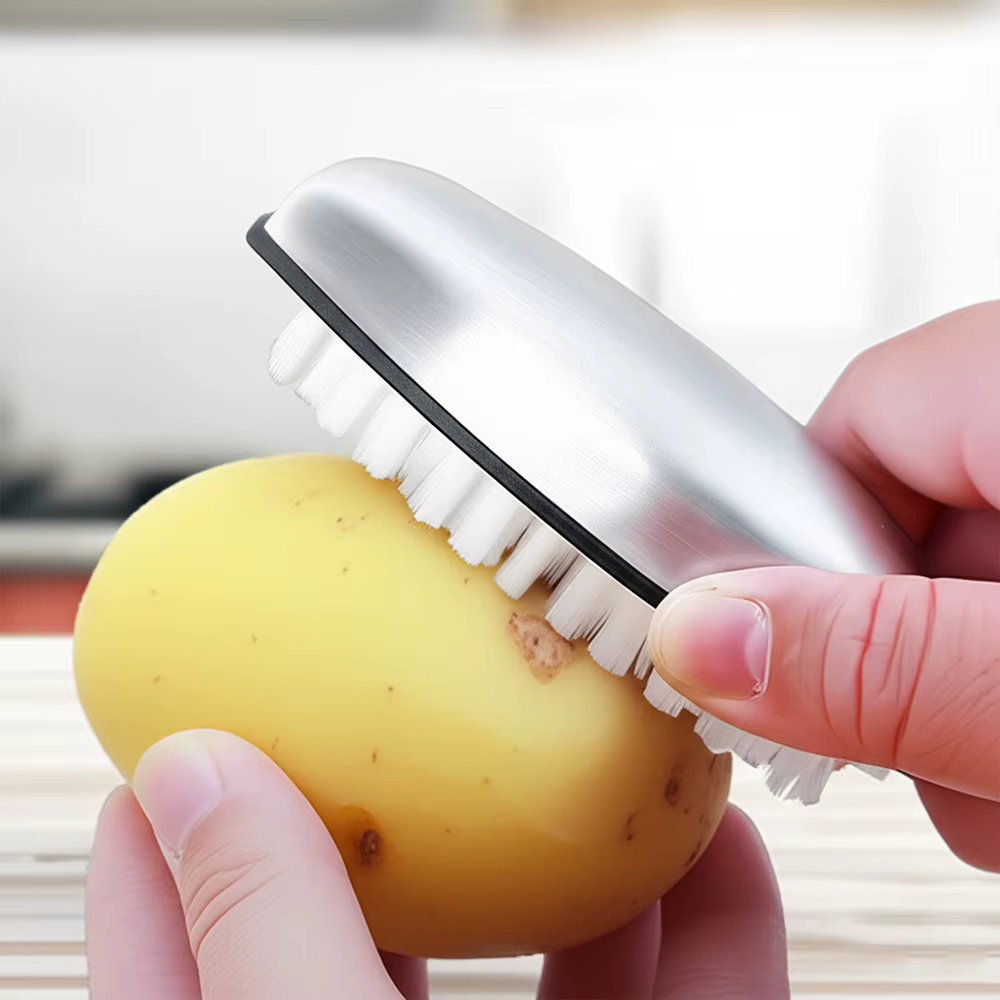 Brosse à main et à ongles en nylon, outil de nettoyage de cuisine, brosse à récurer en acier inoxydable pour le nettoyage au savon, aide à éliminer les odeurs et absorber les odeurs.