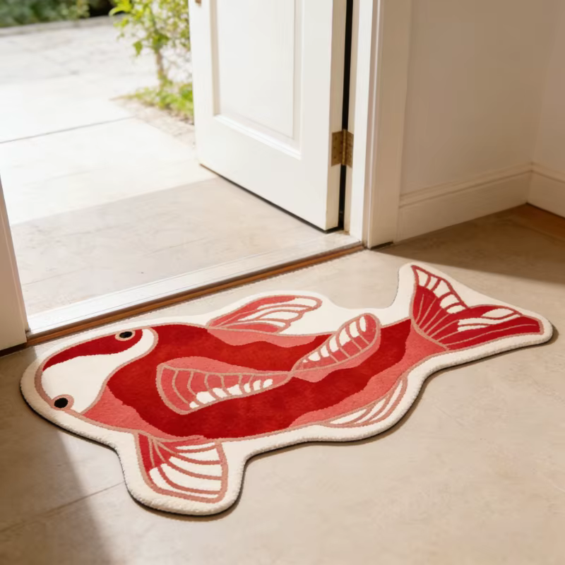 Tapis en forme de carpe Koi porte-bonheur pour salon
