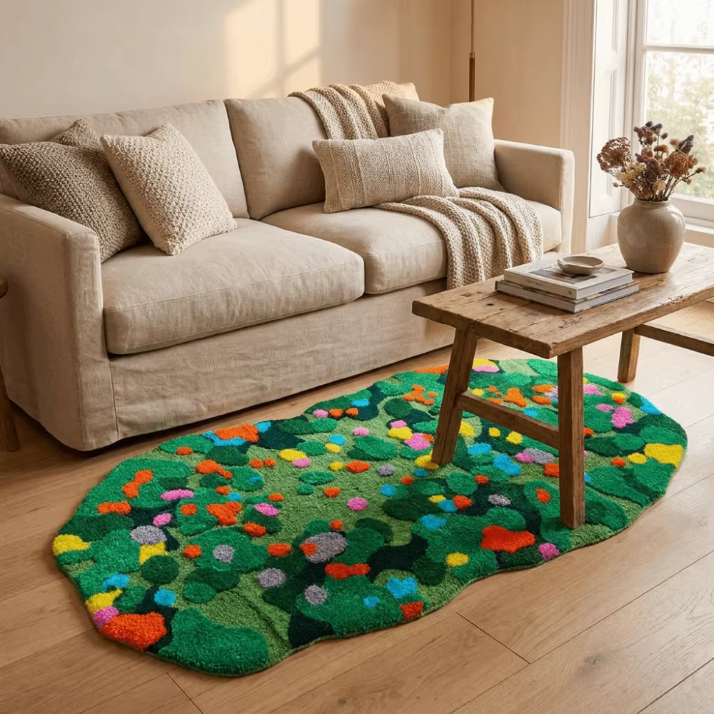 Tapis confortable en imitation cachemire irrégulier