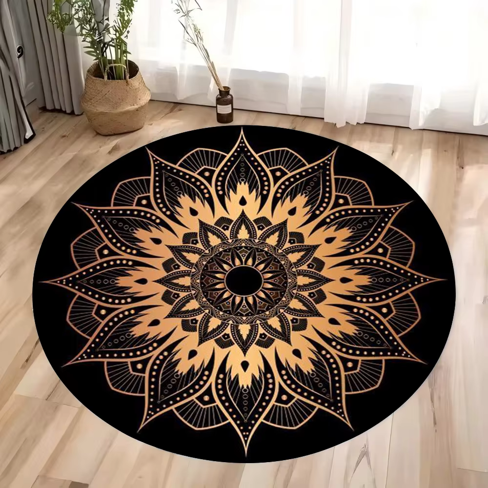 Tapis rond Mandala, tapis de sol géométrique