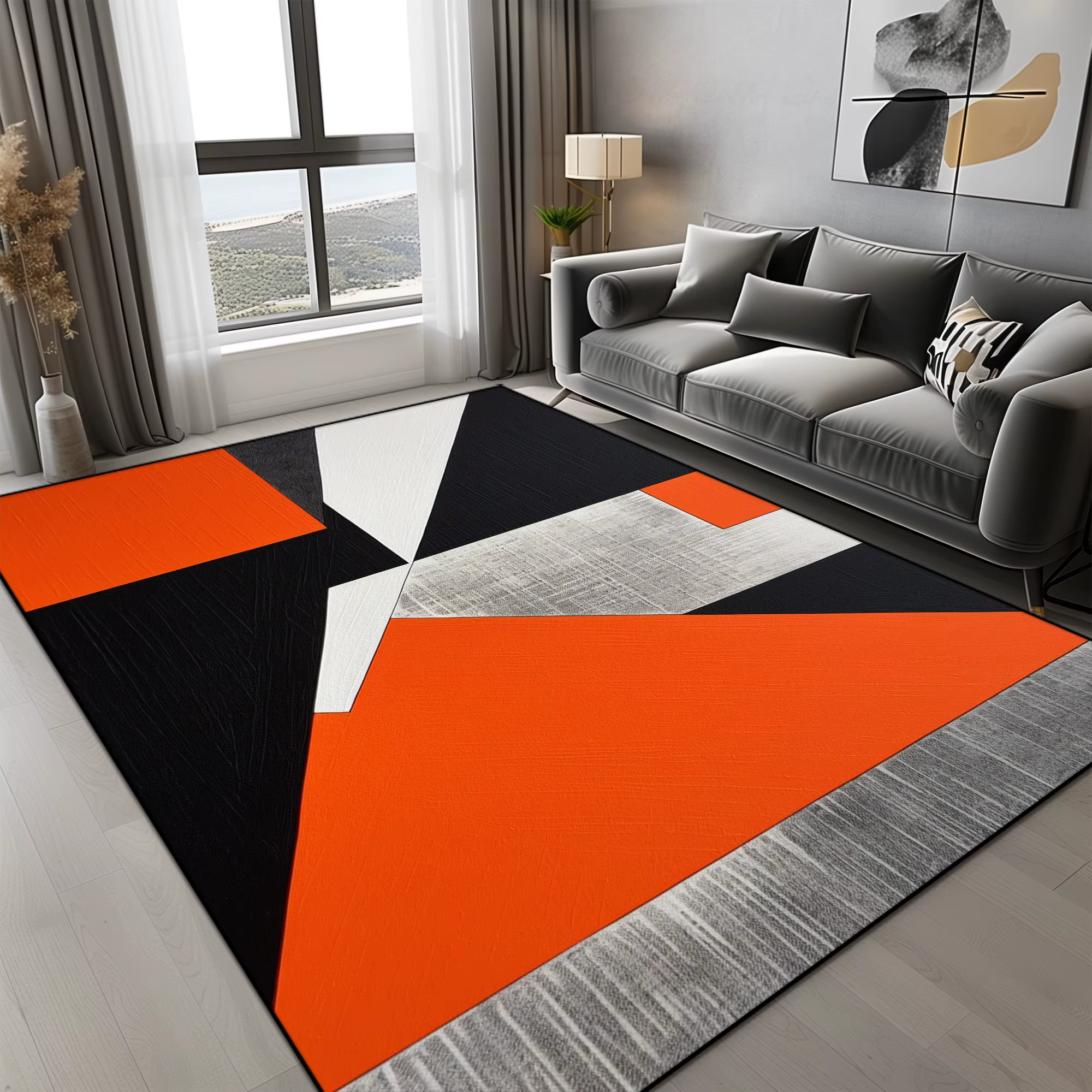 Tapis géométrique Orange pour salon