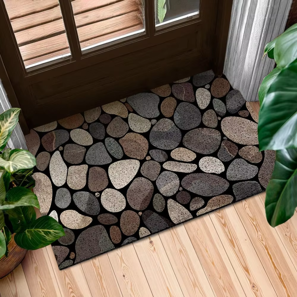 Tapis d'entrée antidérapant à motif de pavés