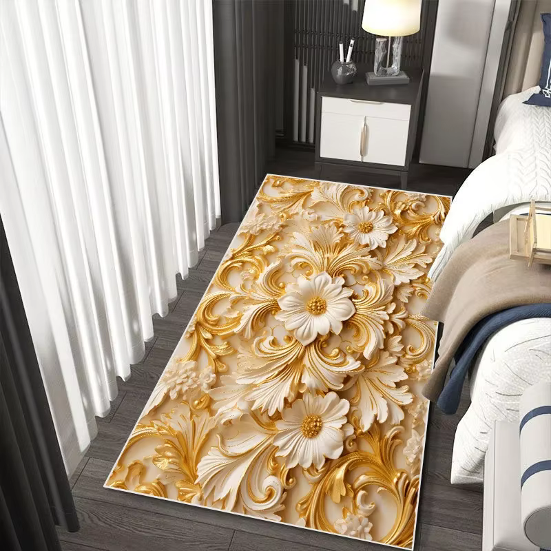 Tapis 3D à fleurs pour chambre à coucher