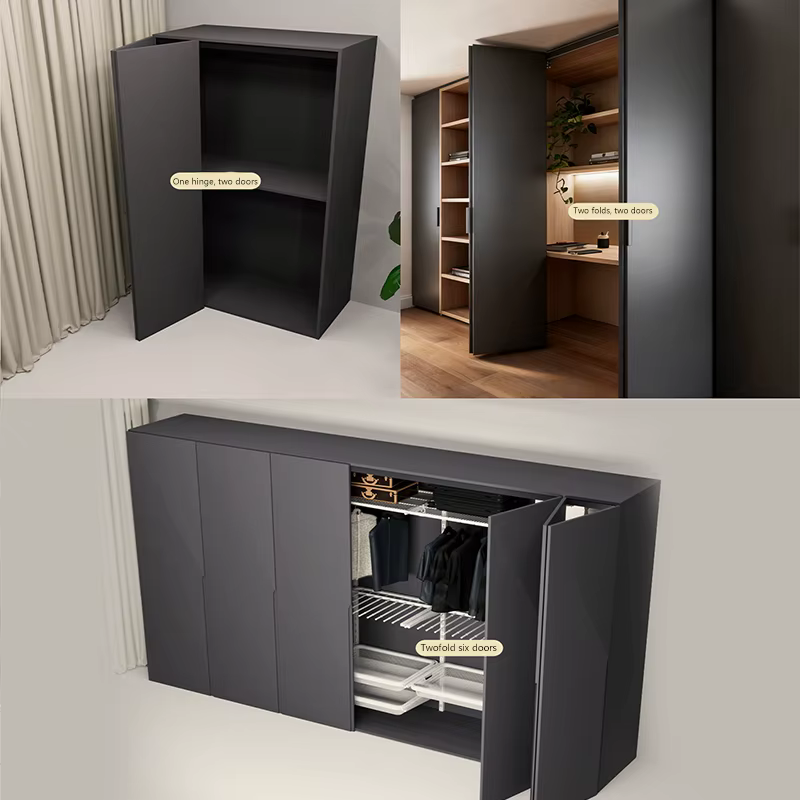 SSOUIM – Kit de quincaillerie pour porte de séparation à 3 volets, sans rail inférieur, système coulissant aérien pour placard de cuisine, gain de place, facile à nettoyer