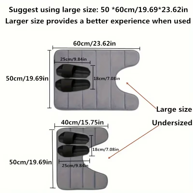 Tapis de toilette en forme de U en mousse à mémoire de forme