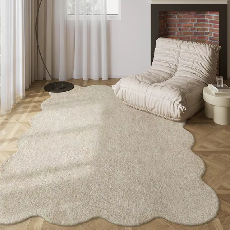 Tapis en Peluche Irrégulier pour Décoration de Salon