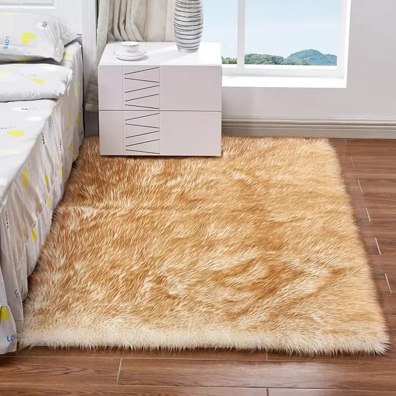 Tapis Shaggy en fausse fourrure pour salon et chambre à coucher