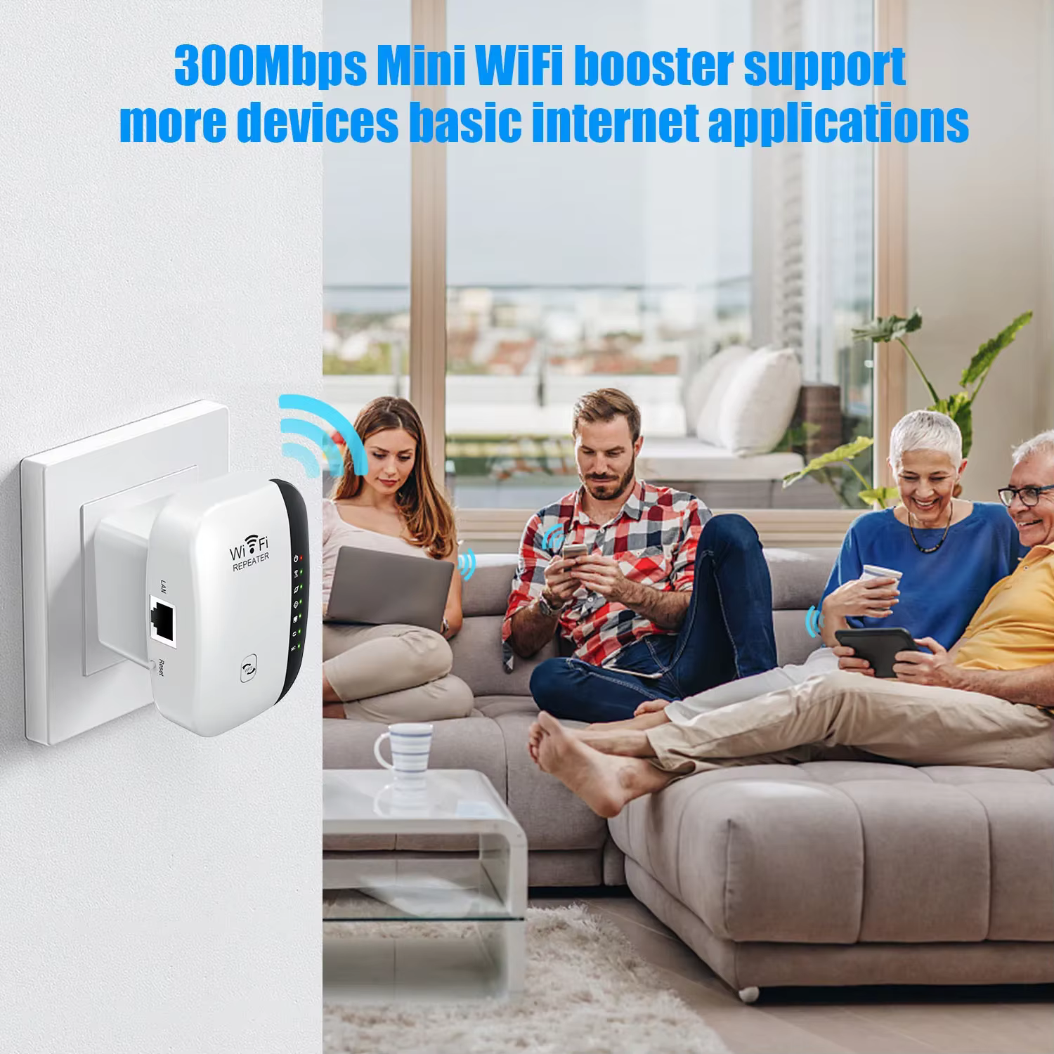 Répéteur WiFi sans fil 300Mbps 2.4Ghz répéteur extension réseau plage 802.11N/B/G répéteur WiFi sans fil Booster Point d'accès