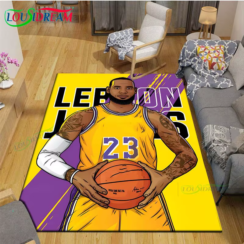 Tapis imprimé étoile de basket-ball l-lebron j-james k-kobe