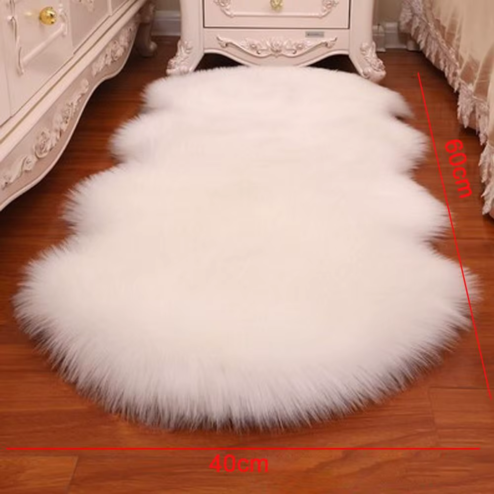 Tapis en fausse fourrure imitation laine lavable antidérapant à poils longs