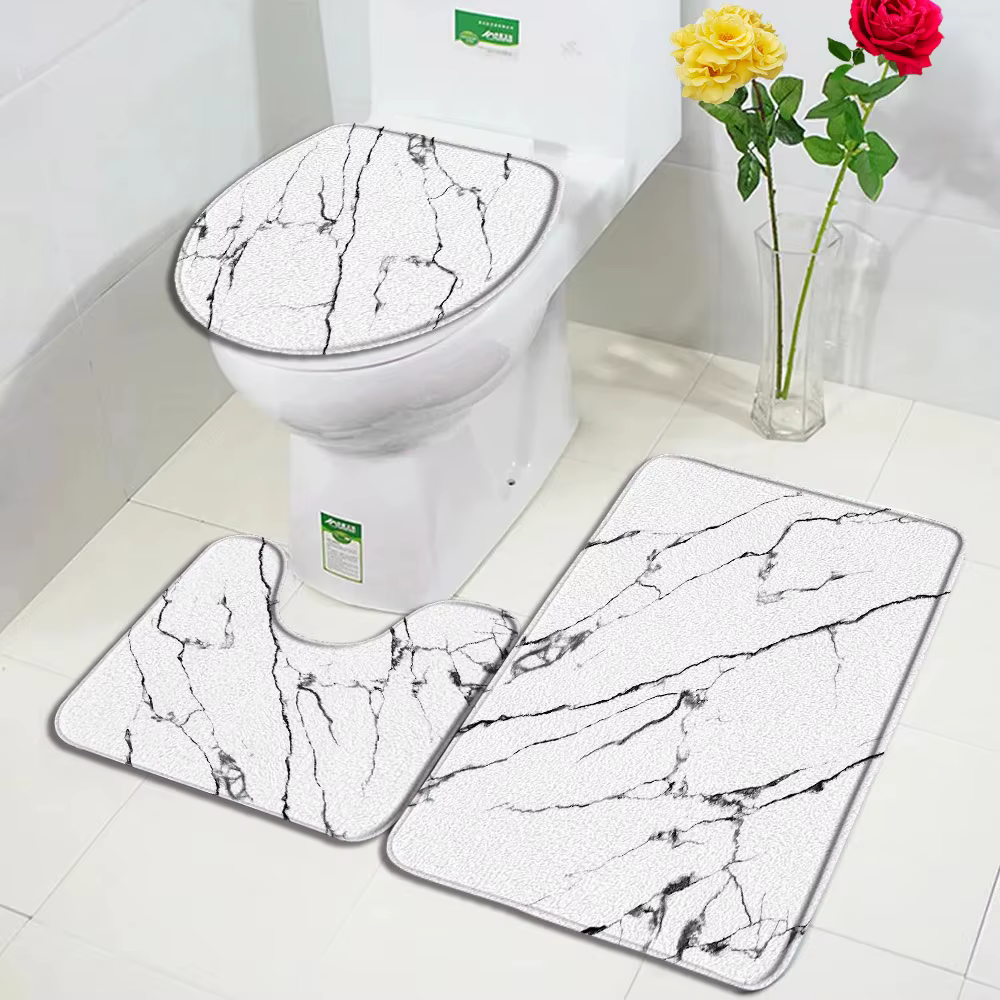 Ensemble de tapis de bain en marbre abstrait