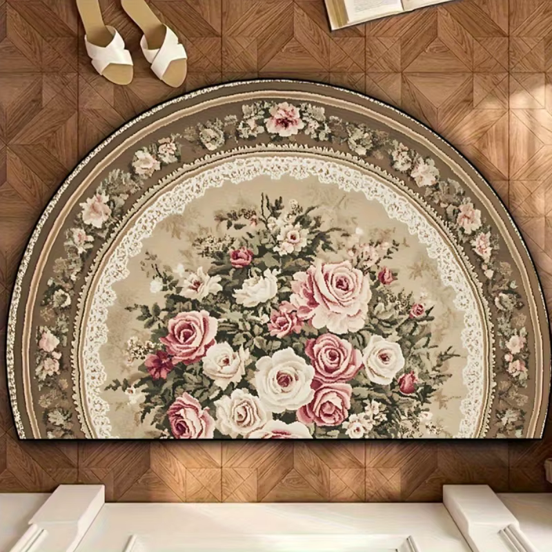 VIKAMA Tapis demi-rond vintage à motif floral