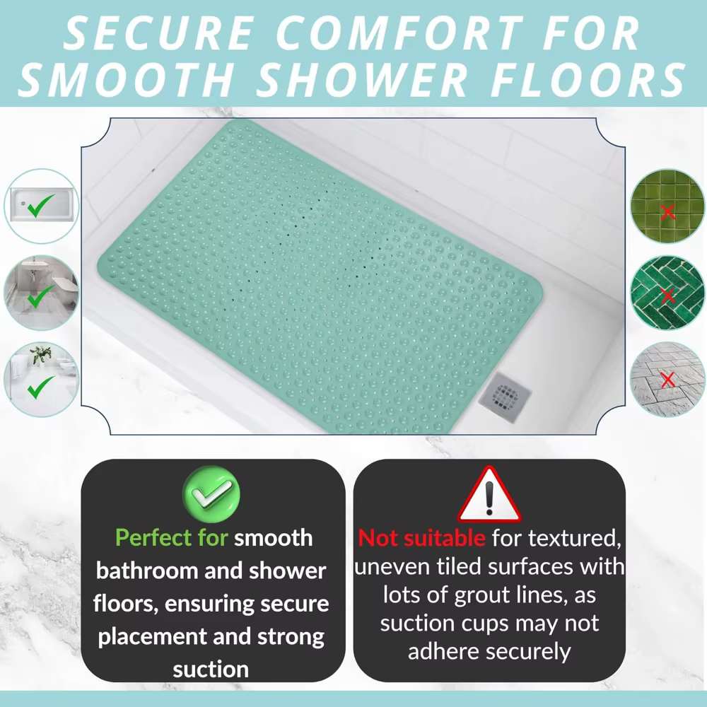Tapis de salle de bain carré avec ventouse